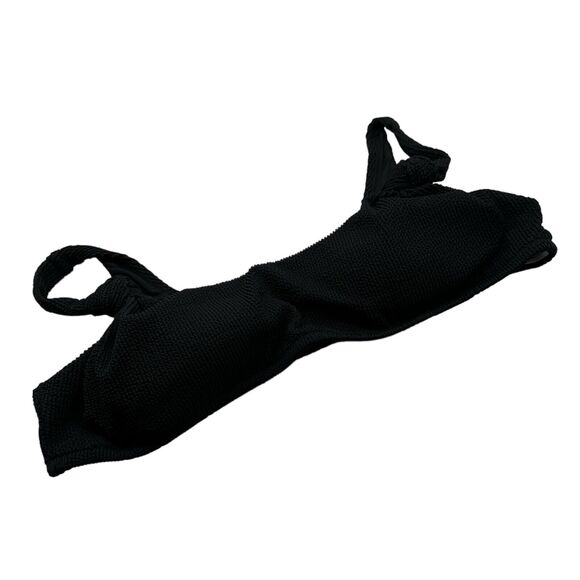 NWT J. Crew Scrunchie Knotted Scoop Neck Black Textured Bikini Top Sz 3X - Picture 5 of 9